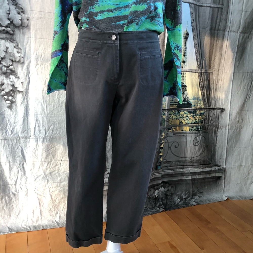 Eileen Fisher Blue-Grey Cotton Crop Pant Size 10